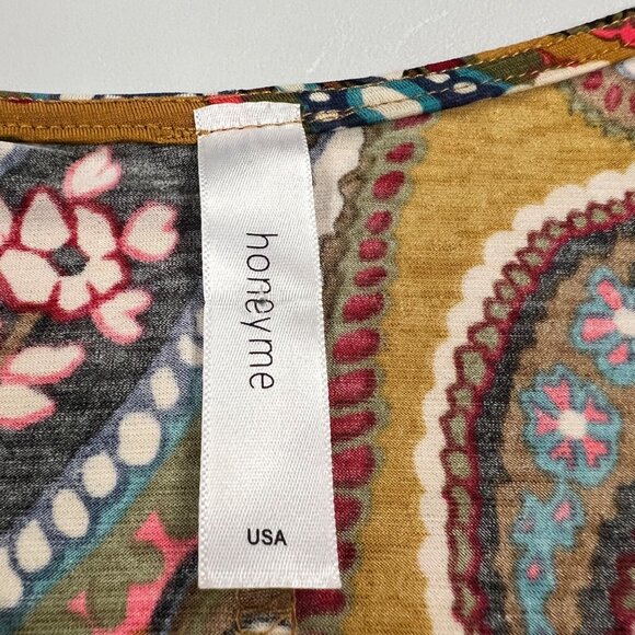 Honeyme Womens Paisley Pullover Top Short Sleeve Colorful Size Small - Picture 8 of 9